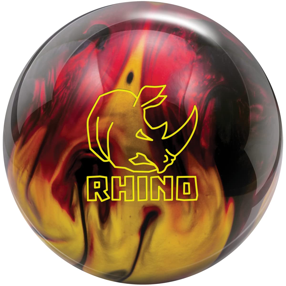 Brunswick Rhino Bowling Ball - 13 lb Red/Black/Gold for Professional & Recreational Bowlers | Perfect for League Play & Practice Sessions