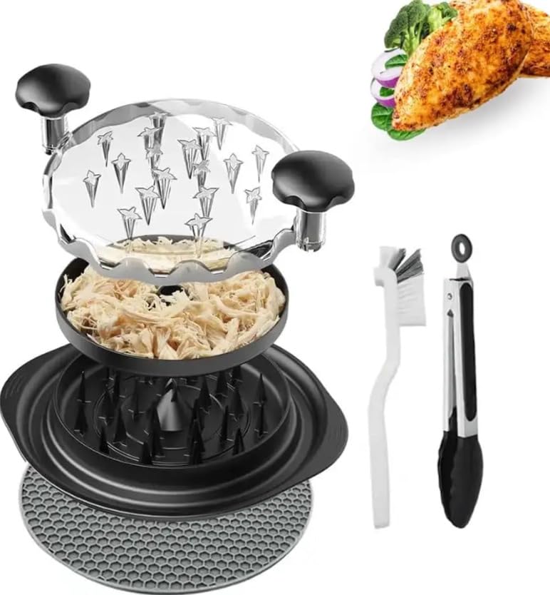 Ergonomic Chicken Shredder Machine with Non-Skid Base - Easy Twist Meat Shredder Tool for Pulled Chicken, Beef & Pork - Perfect for Meal Prep, BBQ, Sandwiches & Taco Fillings