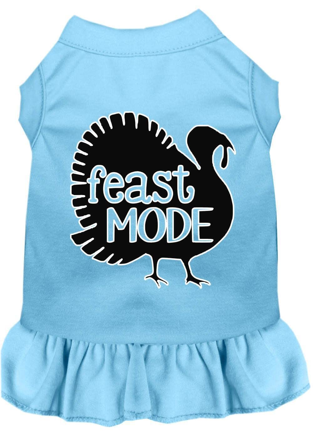 Thanksgiving Pet Costume for Dogs & Cats - 'Feast Mode' Screen Printed Bright Pink Dress, Size MD (6-10 lbs) | Holiday Party Outfit for Pets