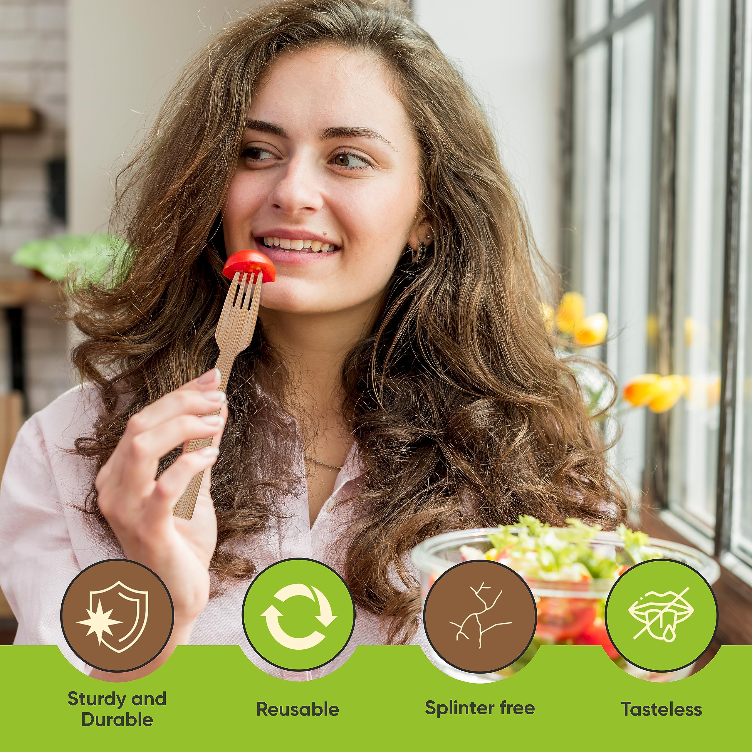 Eco-Friendly Disposable Bamboo Forks 120-Pack | 6.7