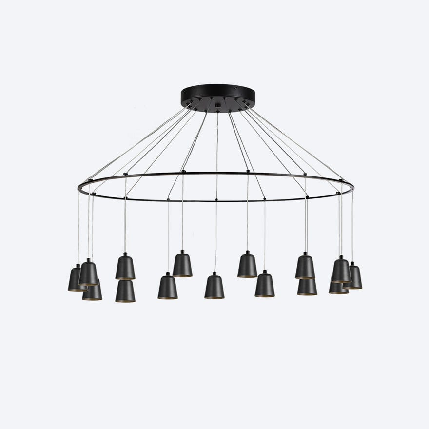 ZORO Round 15 LED Pendant Light with Yosh Shade - Dimmable Modern Ceiling Fixture for Dining Room, Kitchen Island & Bedroom Lighting