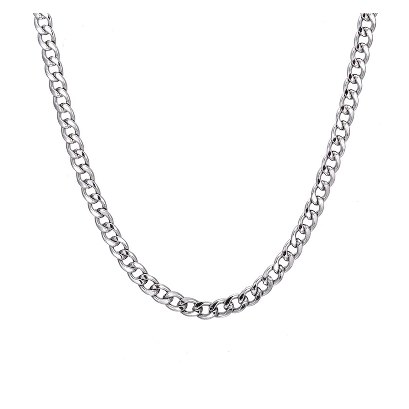 Punk Style Stainless Steel Cuban Link Chain Necklace for Men & Women - 2-7mm Curb Chain in Silver - Hip Hop Jewelry Gift for Boys | Perfect for Streetwear, Hip Hop Fashion & Everyday Wear