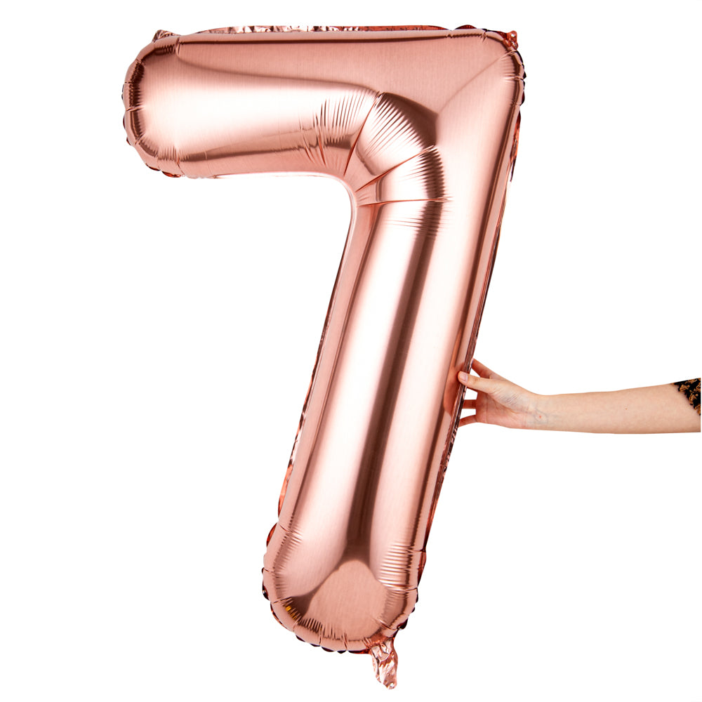 Balloonify Rose Gold Mylar Number 7 Balloon - 40 Inch Large Foil Balloon for Birthday Party Decorations (1 Count Box) - Perfect for Birthdays, Anniversaries & Special Events