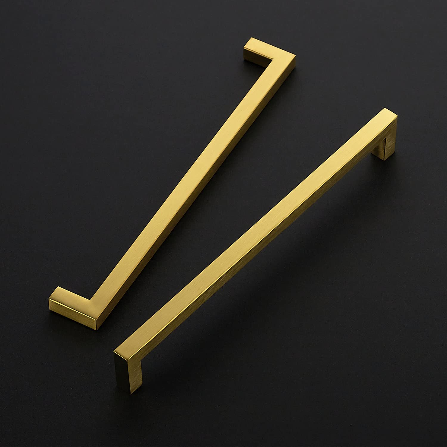 Ravinte 5-Pack 10 Inch Square Cabinet Handles - Brushed Brass Drawer Pulls for Kitchen Cabinets & Cupboards | Durable Cabinet Hardware for Modern Home, Office & RV Use