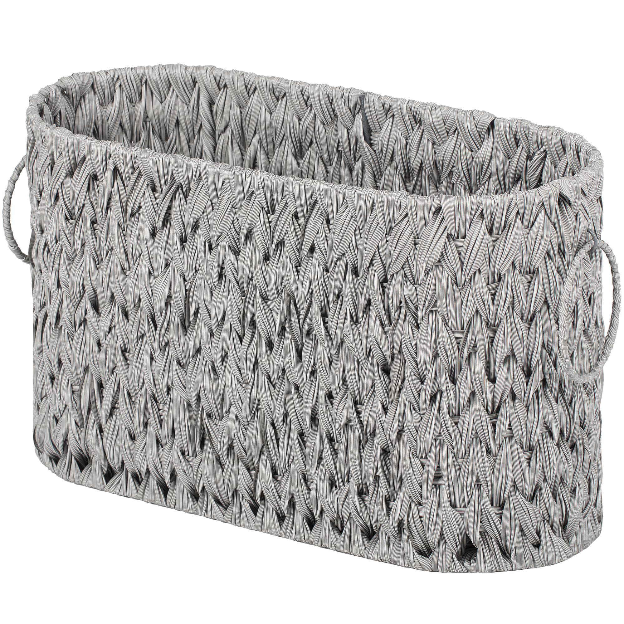 GRANNY SAYS Toilet Paper Storage Basket - Free Standing Bathroom Organizer Holds 6 Mega Rolls, Wicker Bathroom Storage Basket in Grey - Perfect for Small Bathrooms, Apartment Living & Space-Saving Organization