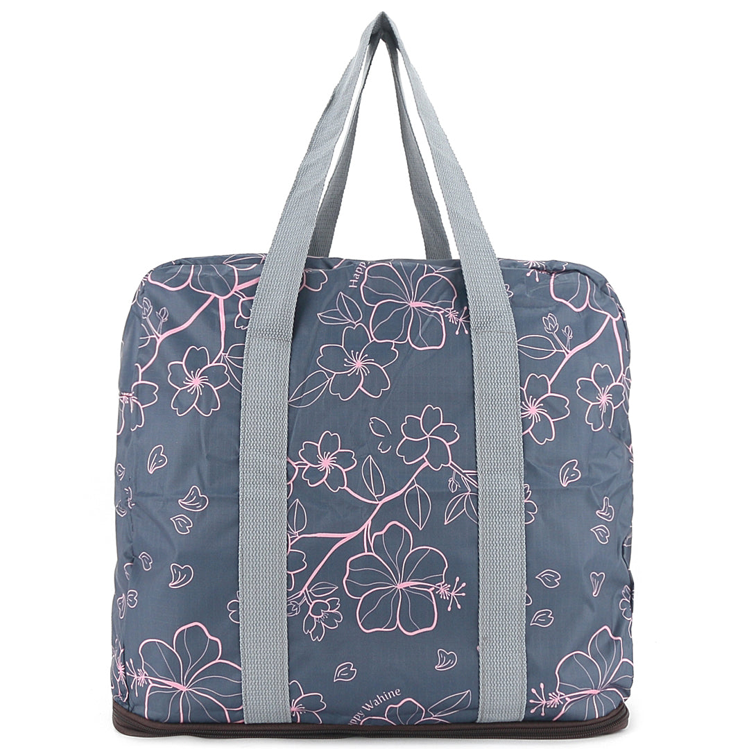 Foldable Duffle Bag for Travel & Gym - Lightweight Waterproof Carry-On Luggage with Shoulder Strap - Perfect for Weekend Trips, Sports & Outdoor Activities (Sophie Sakura Grey)
