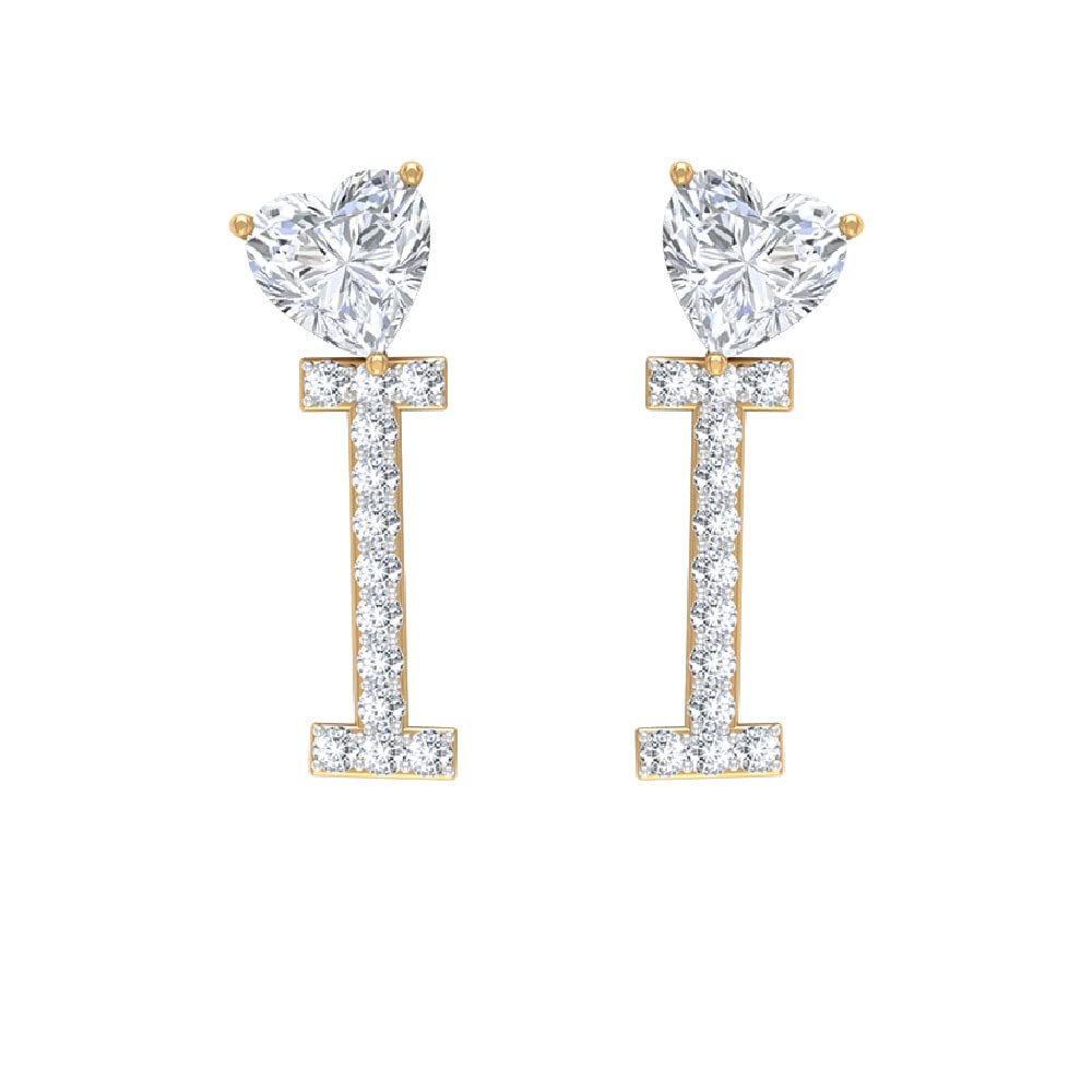 Diamond Initial Earrings A-Z | 14K Solid Gold Personalized Alphabet Stud Earrings for Women | Screw Back Design | Perfect for Birthdays, Anniversaries & Gifts