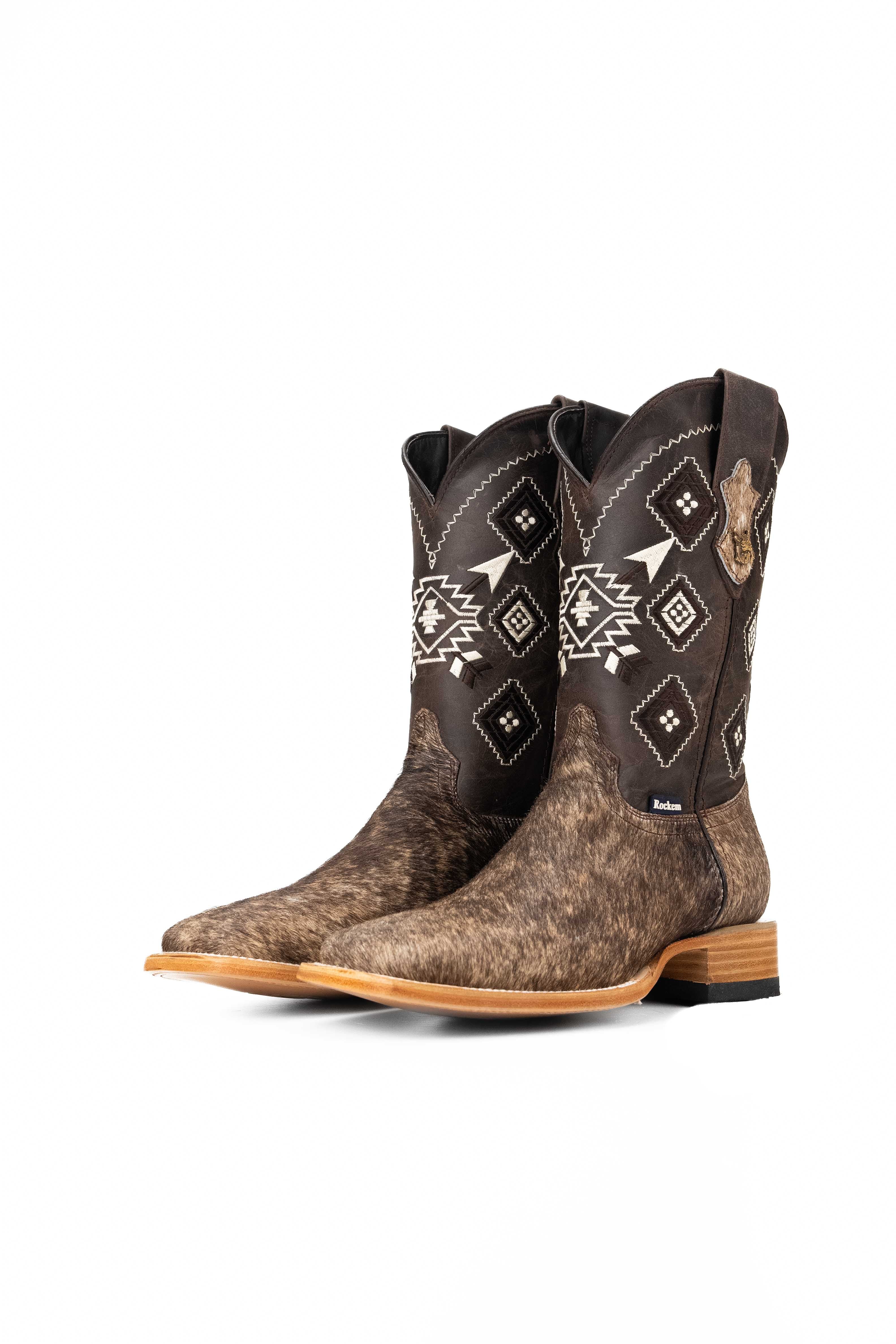Authentic Men's Cowhide Square Toe Cowboy Boots - Size 9.5 - Western Style Rodeo & Country Fashion - Perfect for Line Dancing, Rodeos & Outdoor Adventures