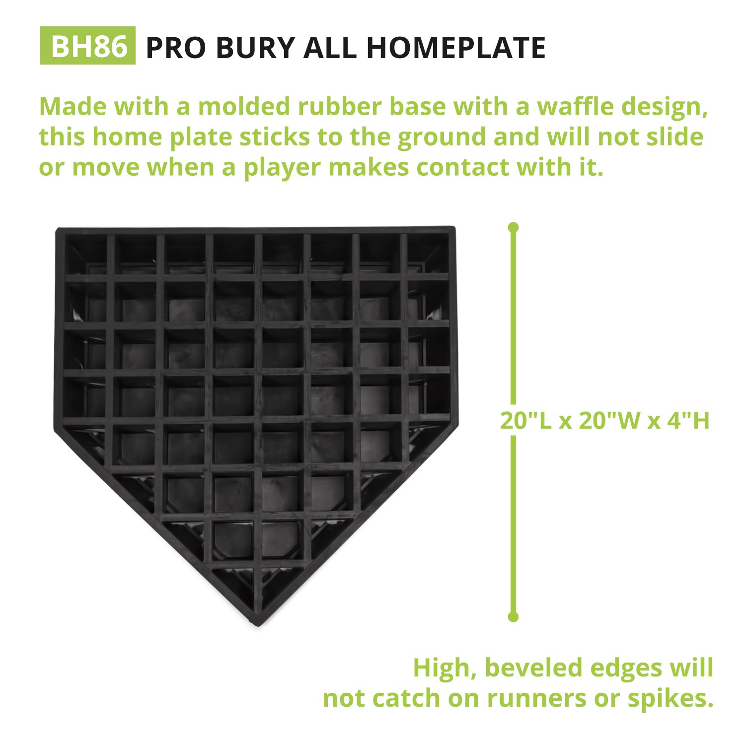 Champion Sports Pro Bury All Homeplate with Waffle Bottom - Durable Baseball Training Equipment for Home & Field Practice