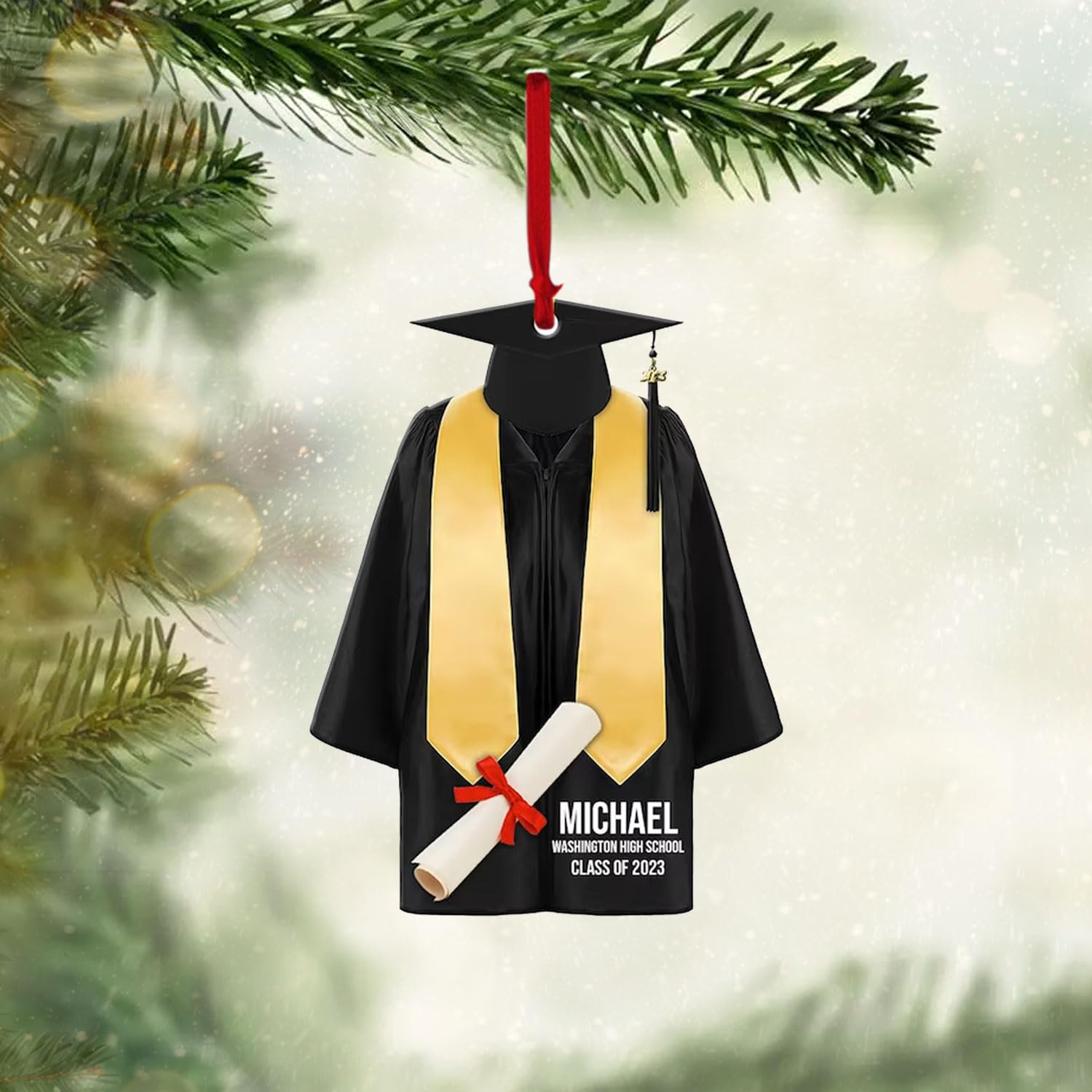 Personalized Graduation Gown Ornament - Custom Graduation Gift for 2023 Graduates - College & High School Keepsake - Perfect as Christmas Ornament & Graduation Decoration - Ideal for Tree Decor, Graduation Party Favors & Commemorative Gifts