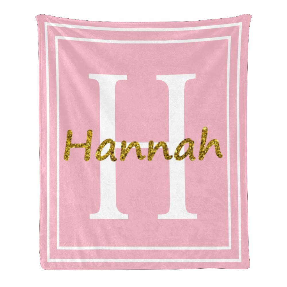 Personalized H Letter Fleece Throw Blanket - Custom Name Text, Super Soft & Cozy, 50