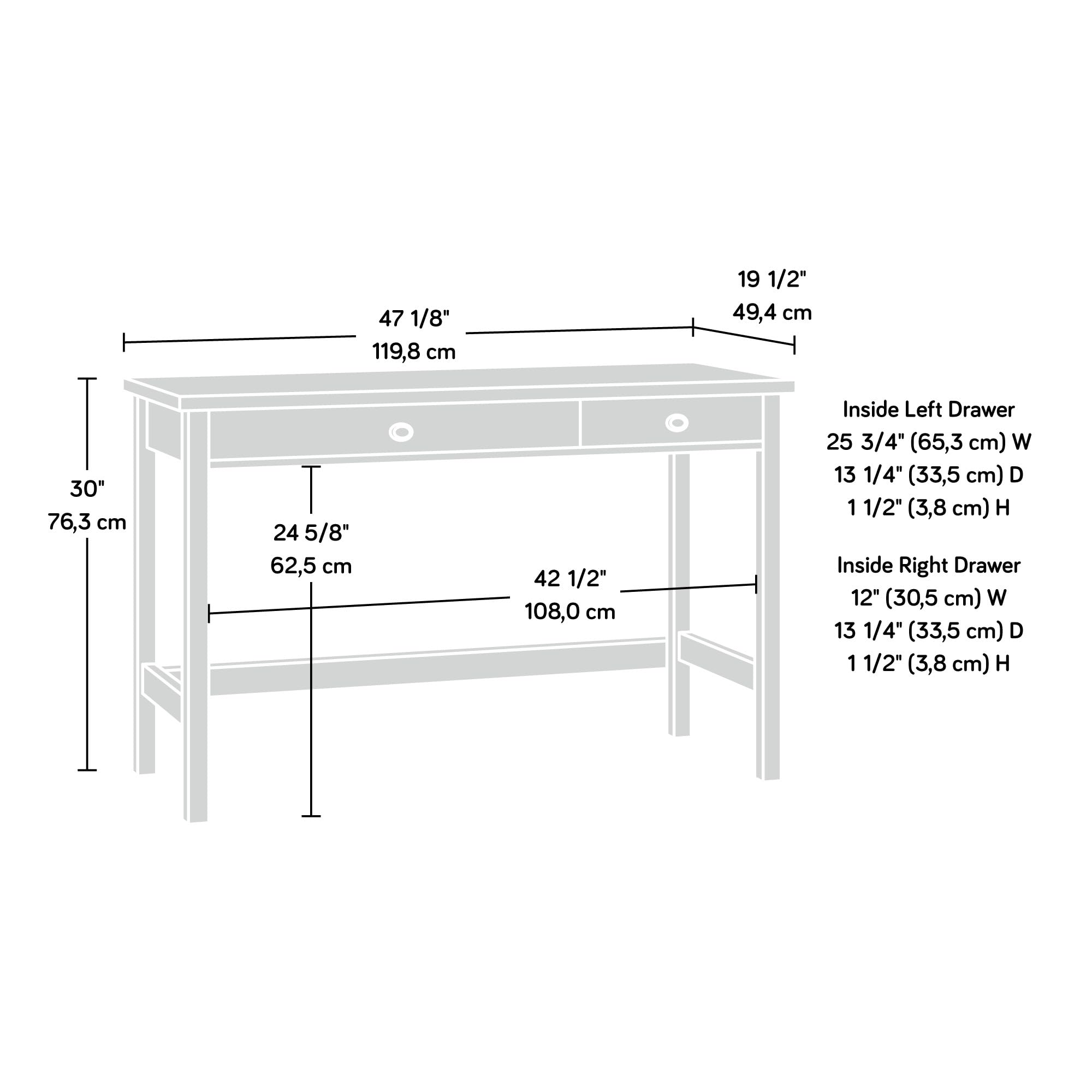 Sauder Raven Oak Finish Office Desk - Stylish and Functional Home Office Furniture for Work or Study
