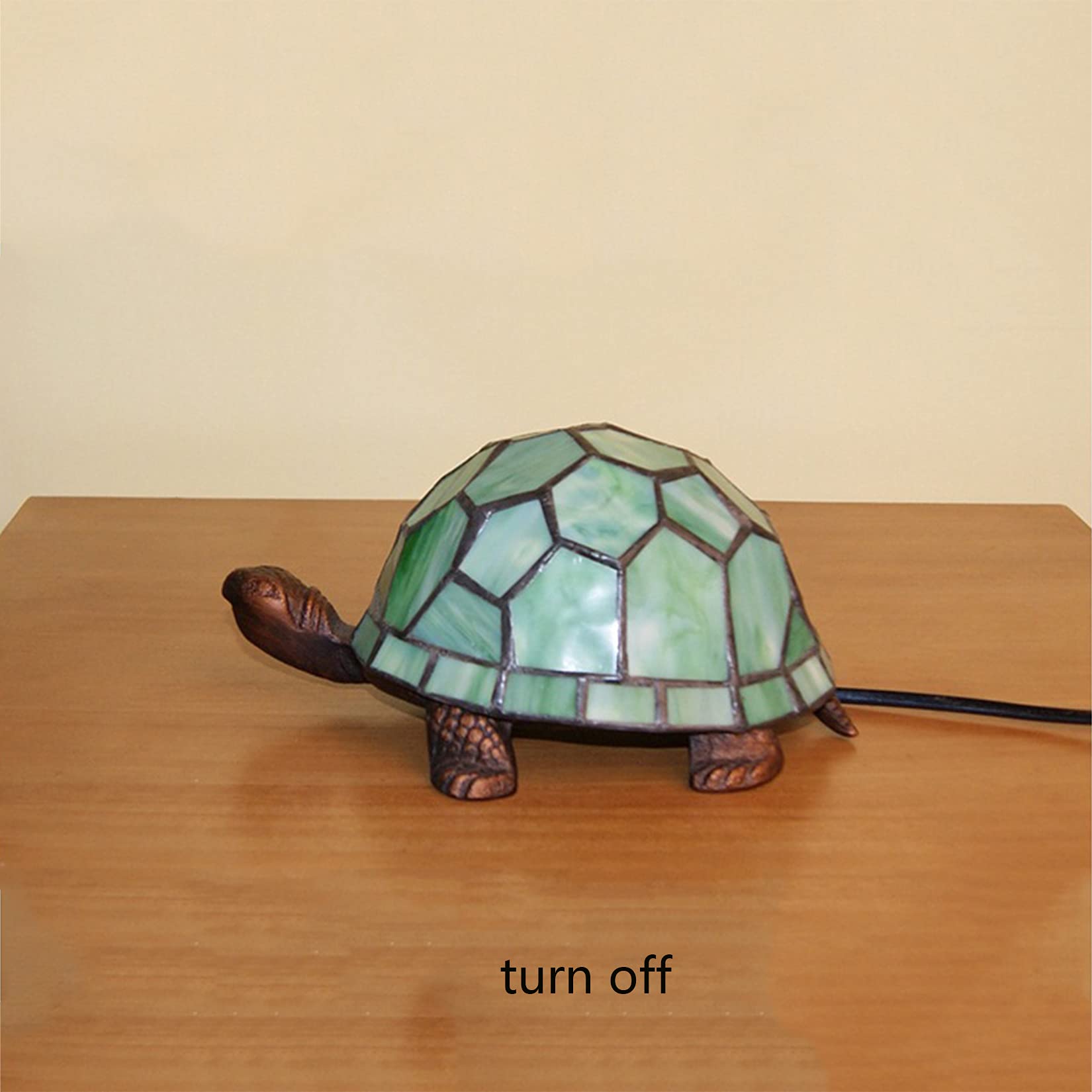 Kids Night Light - Turtle Shaped Tiffany Stained Glass Table Lamp with E27 Base | Bedside Nursery Decor, Children's Room Lighting & Unique Birthday Gift Idea