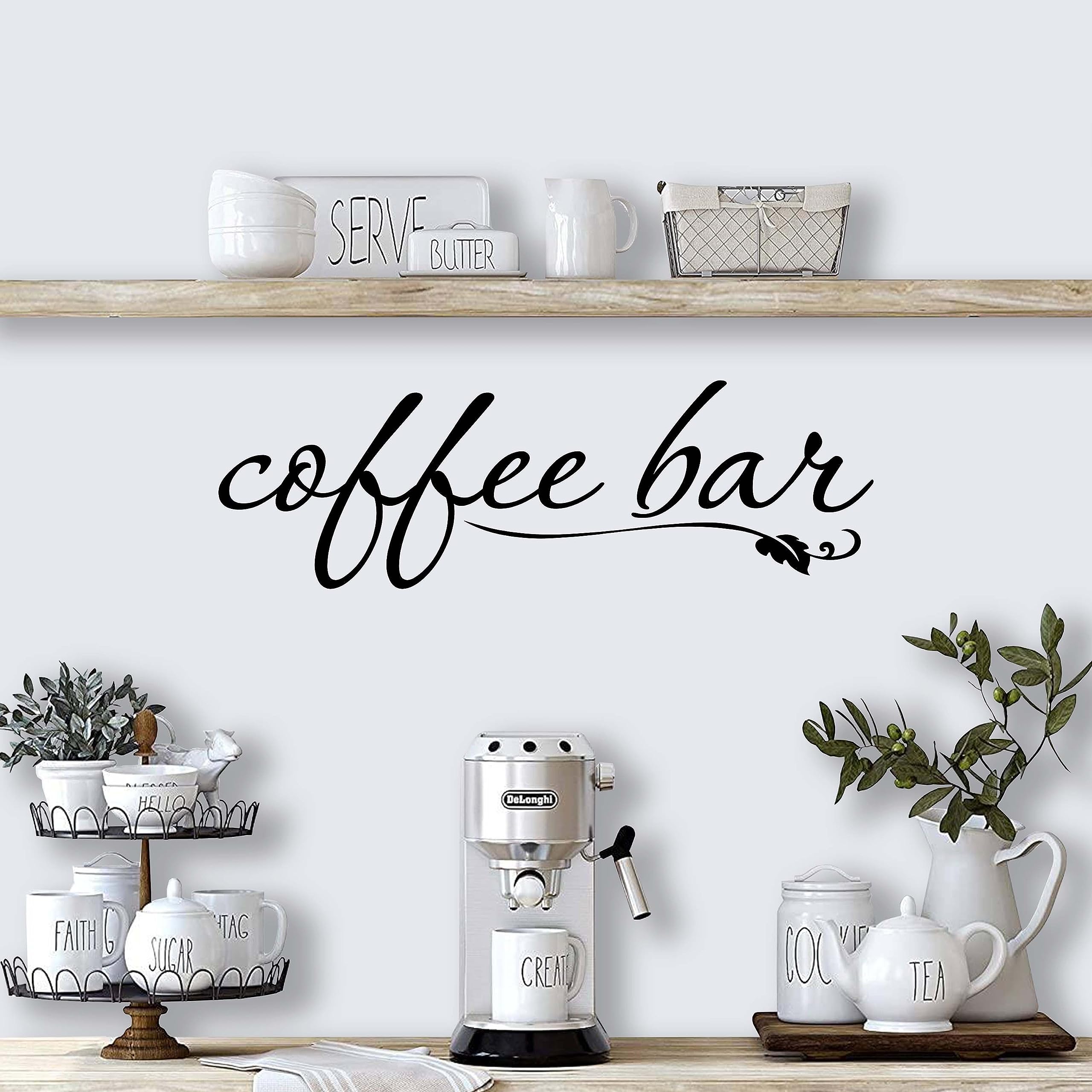 Black Coffee Bar Wall Decal - American Made Kitchen Decor for Coffee Lovers | Perfect for Home Cafes, Coffee Shops & Kitchen Wall Art