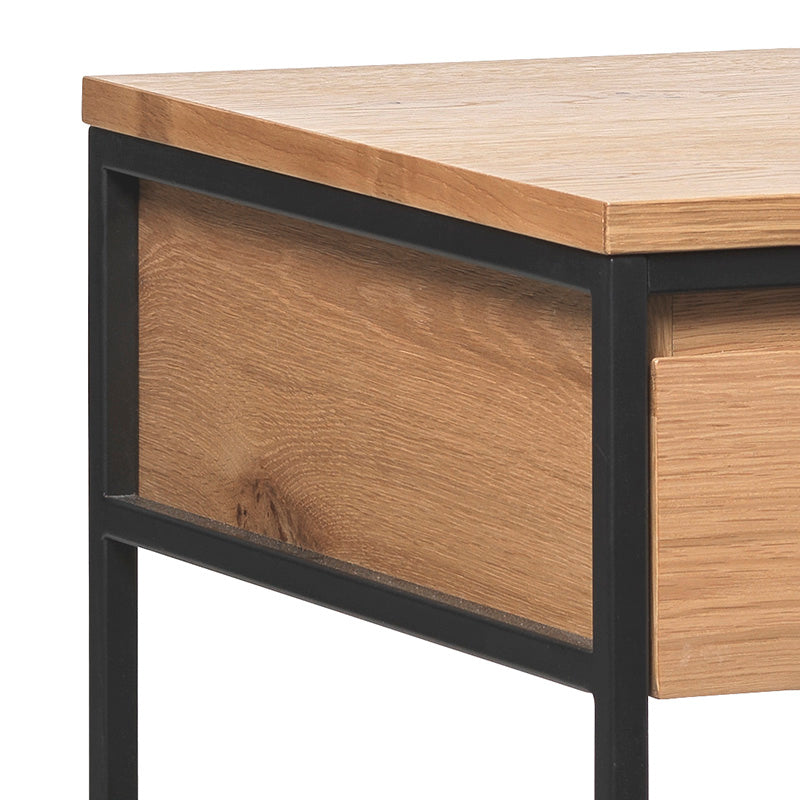 RIVOLI Modern Side Table - Natural Oak & Black Finish - Perfect for Living Room, Bedroom, or Office Accent Furniture