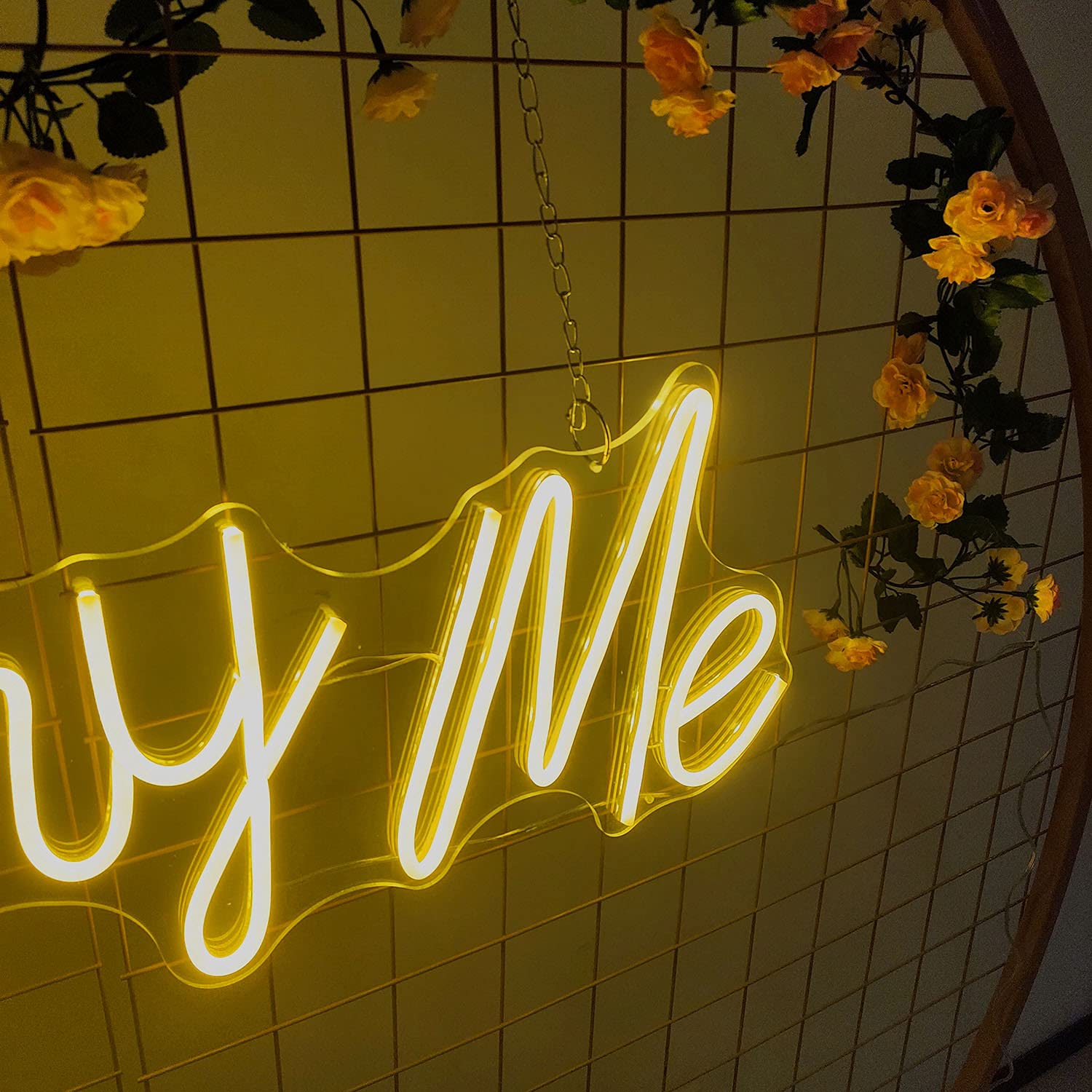 Marry Me LED Neon Sign - Custom Wedding Wall Decor for Anniversaries, Parties & Home Decor - Flexible & Dimmable Neon Light Art (Yellow, 78cm) - Perfect for Bedroom, Living Room & Wedding Venue