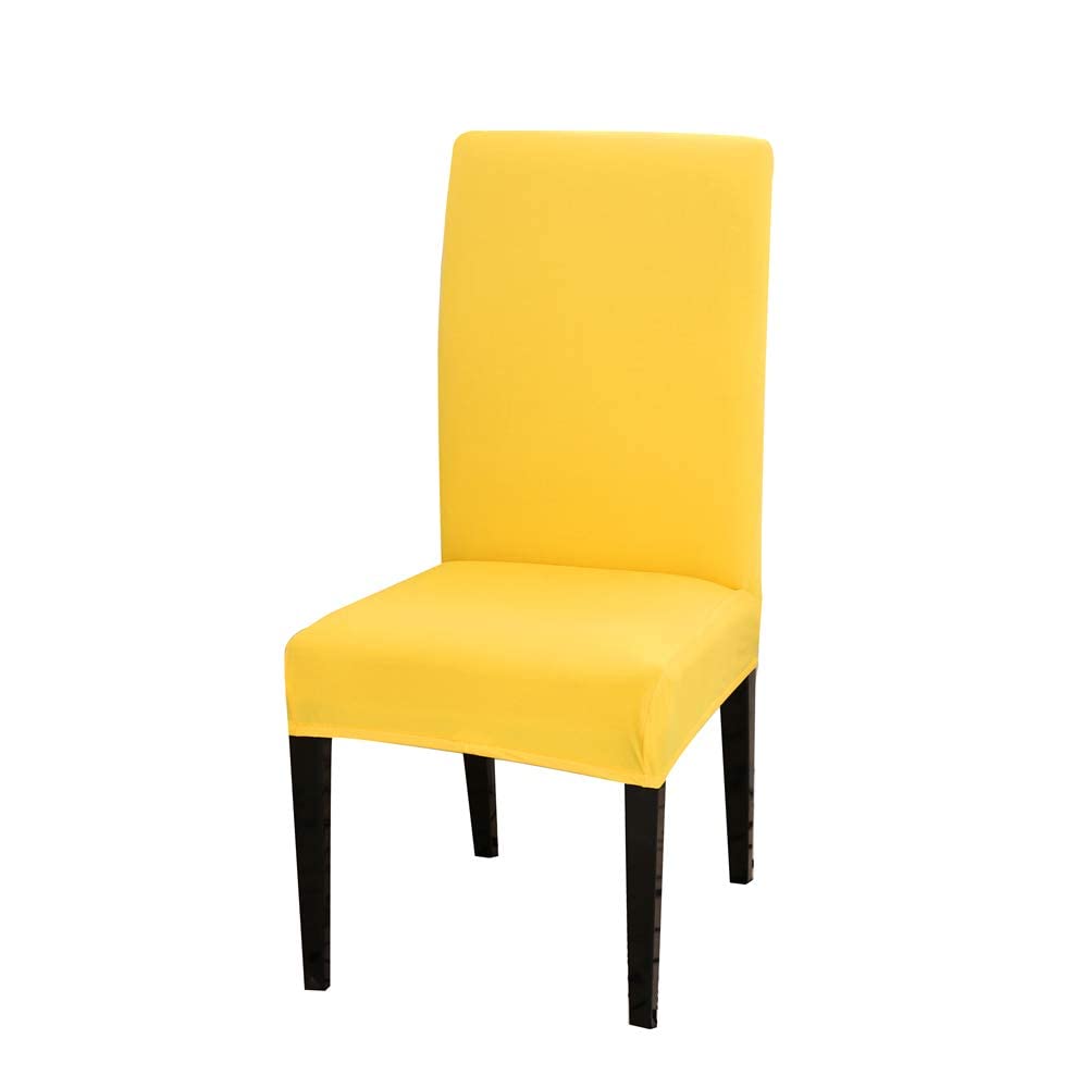 Chickwin 4 Pack Stretchable Washable Dining Chair Covers - Yellow Parsons Slipcovers for Kitchen & Dining Room Chairs, Set of 4 High Back Armless Chair Protectors | Perfect for Home, Restaurant, and Office Use