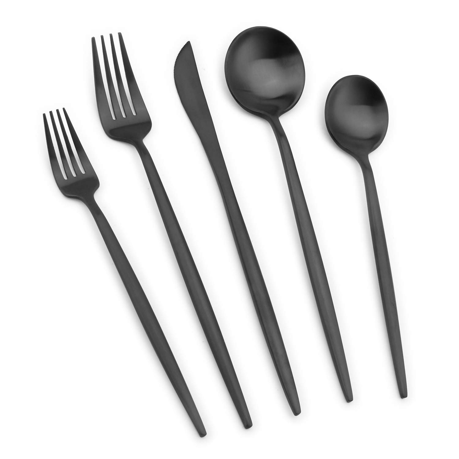 Vanys 30-Piece Matte Black Stainless Steel Flatware Set - Knives, Forks & Spoons for 6 People - Durable Satin Finish Cutlery Set for Everyday Dining, Dinner Parties & Restaurant Use