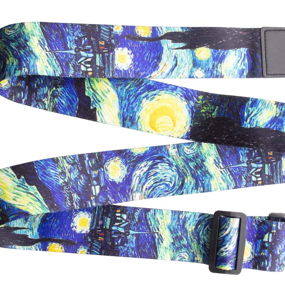 Premium Guitar Strap for Acoustic & Electric Bass - Adjustable Leather Ends with Strap Locks & Free Guitar Picks - Perfect for Live Performances, Studio Sessions & Practice