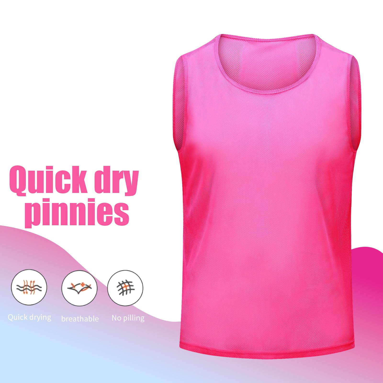 Youth Soccer Pinnies with Numbers - Scrimmage Team Practice Vests for Basketball, Soccer & Football - Breathable Reversible Training Bibs for Kids Sports Practice & Games