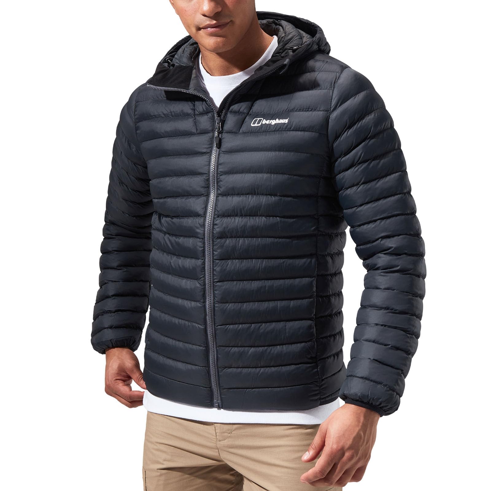 Berghaus Men's Vaskye Insulated Lightweight Hooded Jacket - Hydroloft Technology - Black - Size L for Outdoor Hiking & Winter Adventures