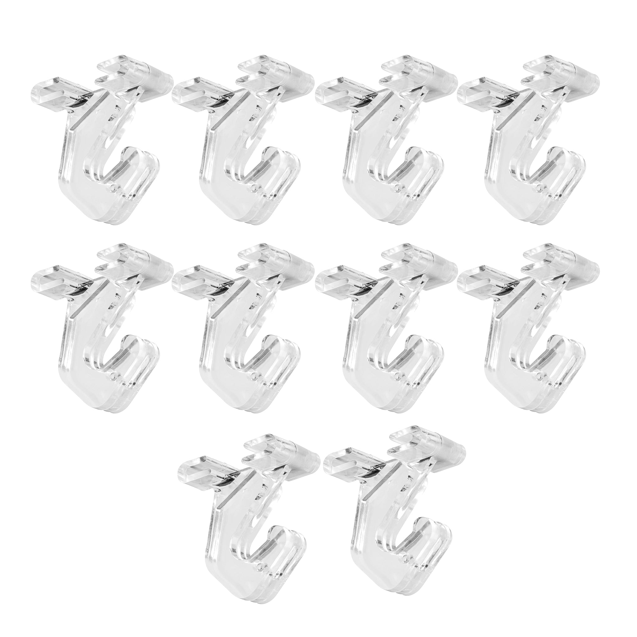 10-Pack Clear Plastic Hinged Ceiling Hooks - Heavy Duty Transparent Hanging Hooks for Home Organization, Christmas Lights, Plants & Decor - Easy Install for Indoor/Outdoor Use