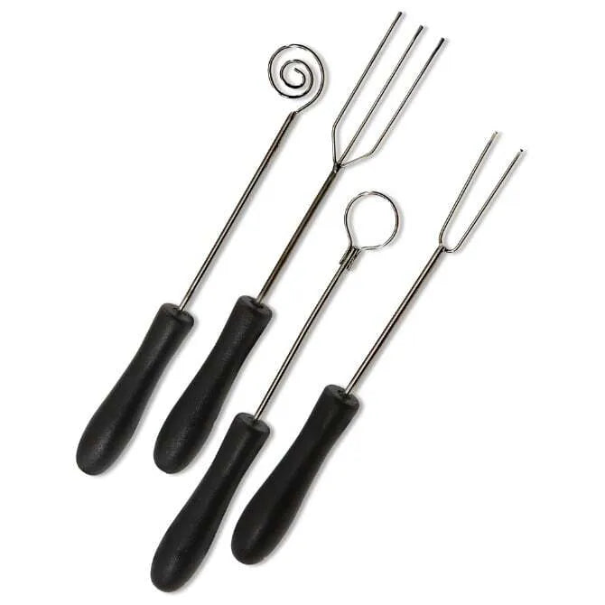 Premium Chocolate Fork Set - 4 Piece Stainless Steel Dessert Forks for Cakes, Pastries & Chocolate Fountains - Elegant Party & Wedding Serving Utensils
