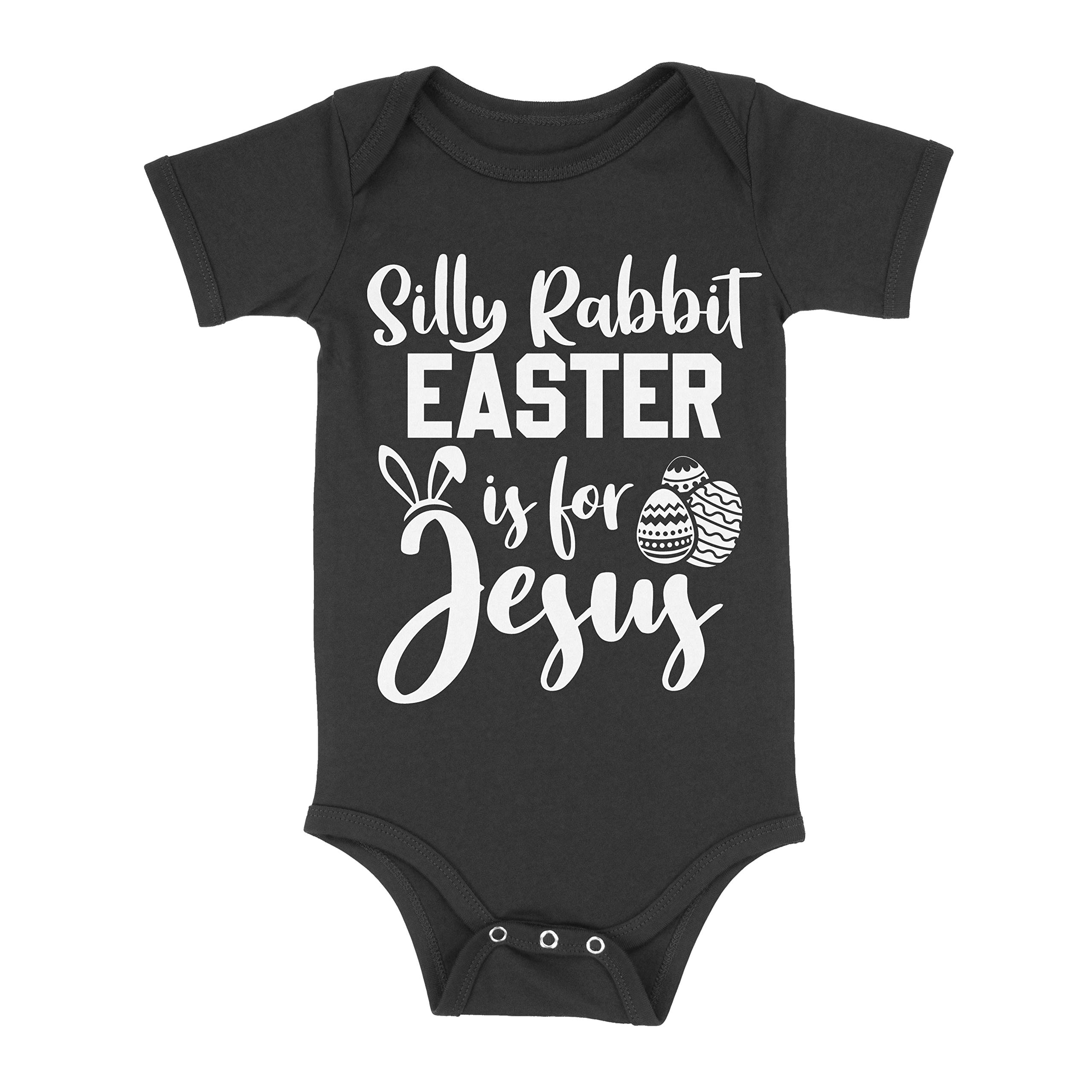 Luxxology Silly Rabbit Easter is for Jesus Baby Infant Bodysuit - Cute Christian Easter Outfit for Newborns & Infants - Perfect for Easter Sunday Church, Family Photos & Holiday Celebrations