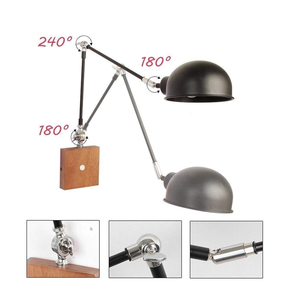 Modern Swing Arm Wall Sconce - Adjustable Reading Light with Wooden Base & Switch, Nordic Style Bedside Lamp for Bedroom, Living Room, Restaurant and Cafe Decor - Perfect for Reading, Working and Ambient Lighting