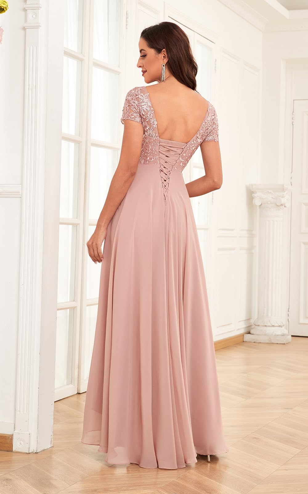Elegant Lace Applique Mother of the Bride Dress - Long Formal Evening Gown for Weddings, Parties & Special Occasions | Perfect for Wedding Ceremonies, Receptions & Black-Tie Events