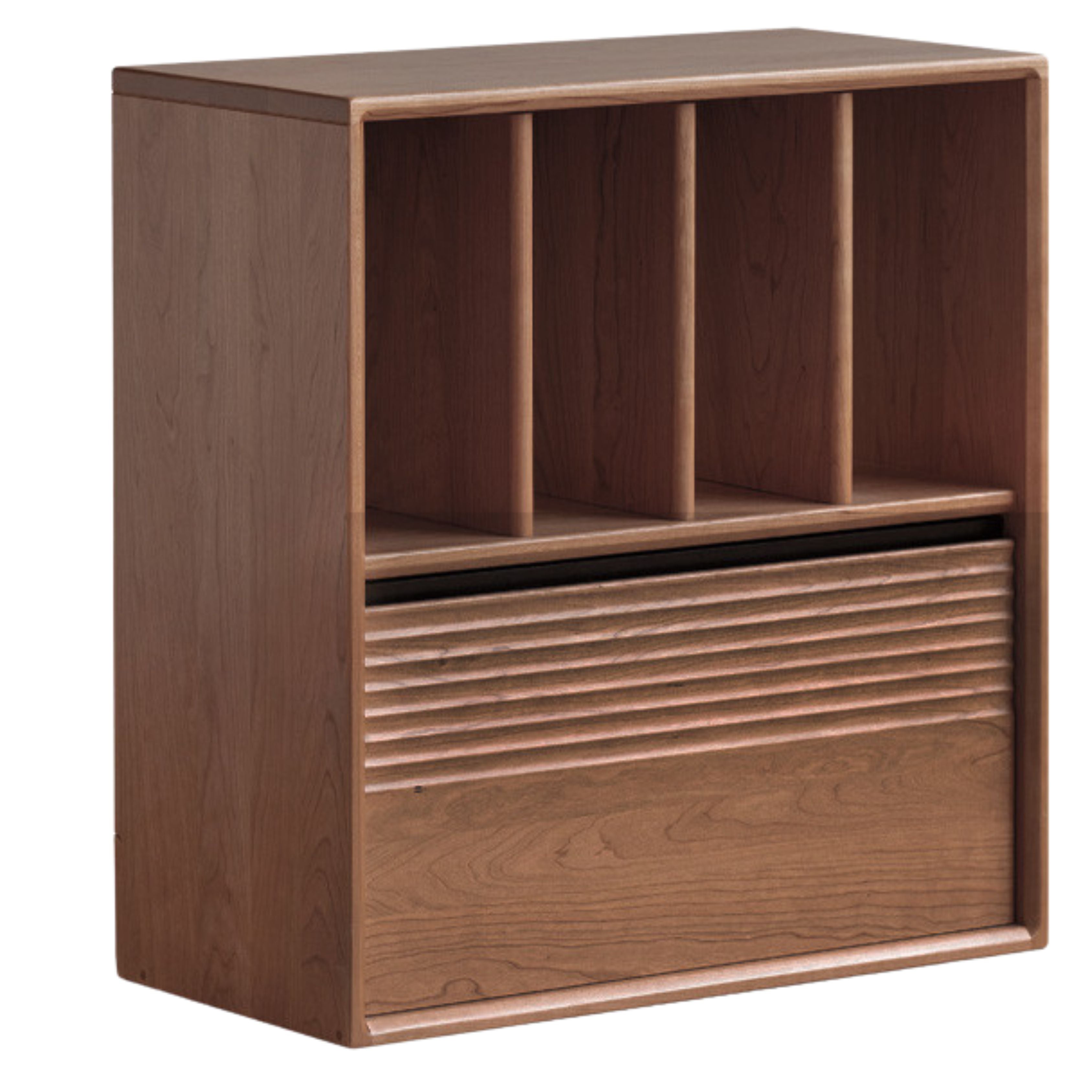 27.5x13.7x29.5 inch / 70x35x75cm / Walnut color / oak single drawer open cabinet + partition * 3