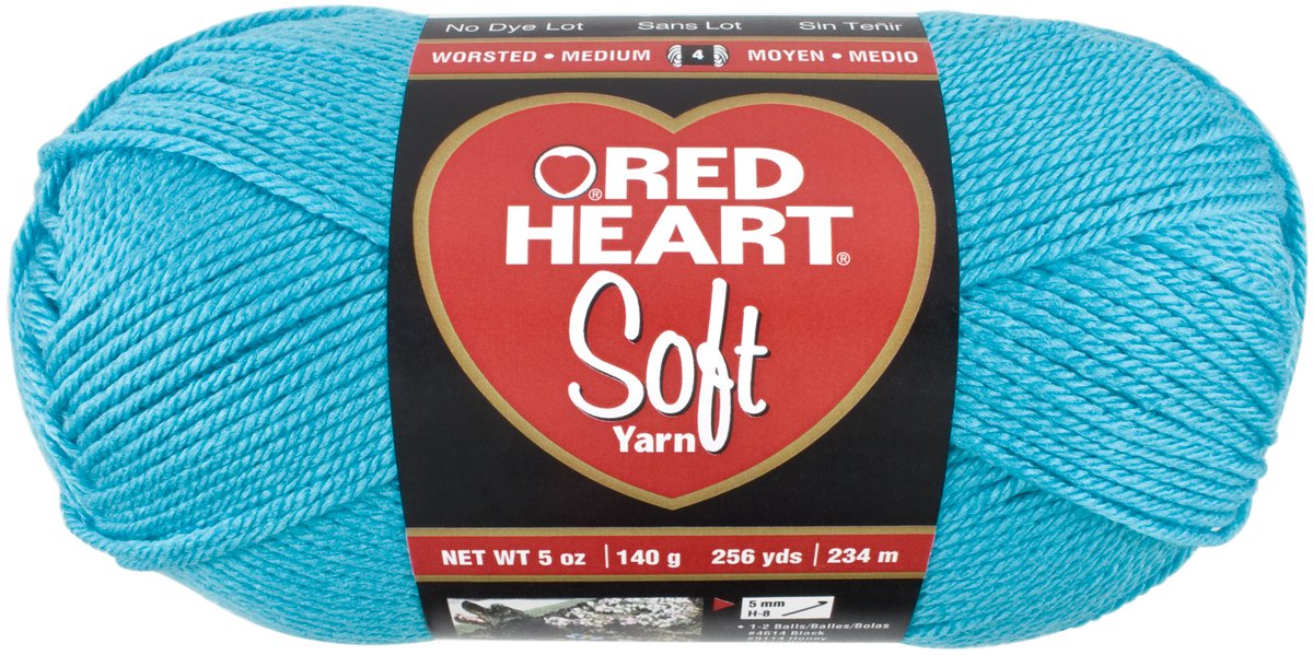 RED HEART Soft Yarn - Premium Acrylic Knitting Yarn in Turquoise Color | Perfect for Crochet, Knitting, and DIY Crafts | Great for Blankets, Scarves, and Home Decor Projects