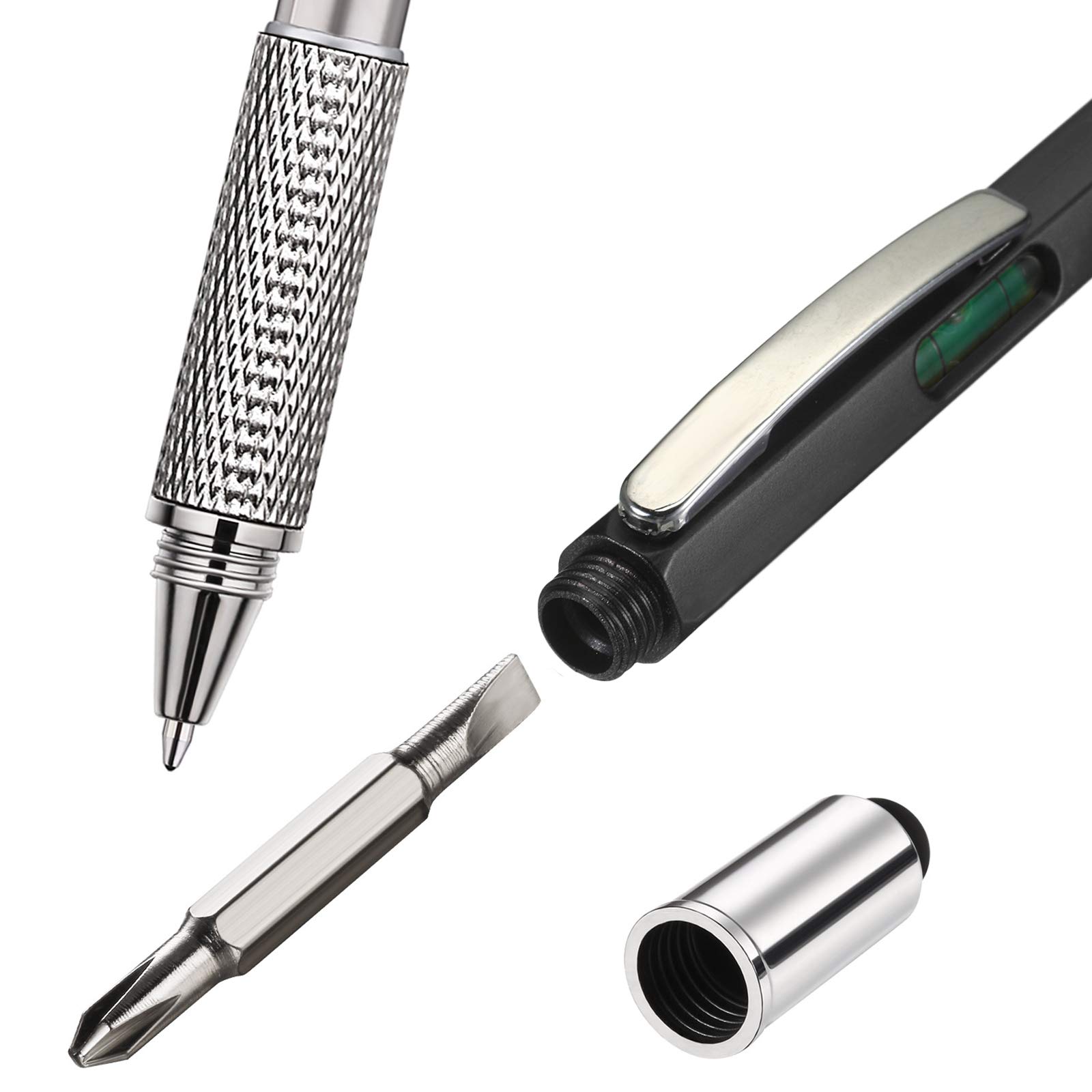 16-in-1 Multifunction Tech Pen with Ruler, Level Gauge & Ballpoint Refills - Premium Gift Pen Set for Men (Black) - Perfect for Office, DIY Projects, Camping & Everyday Carry