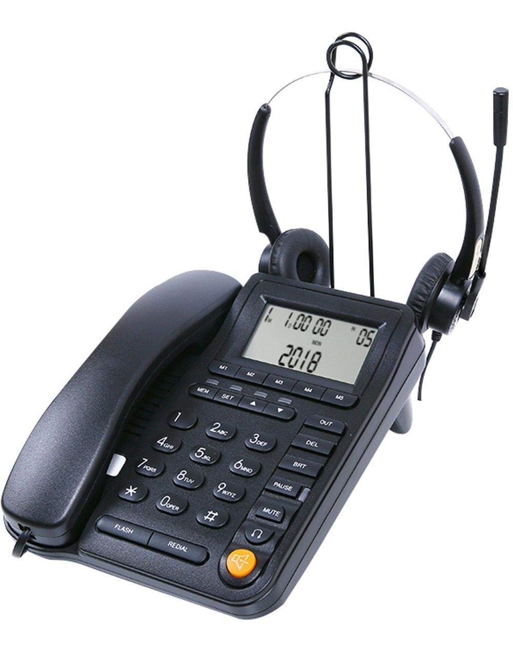 Professional Business & Call Center Headset Telephone with Tone Dial Keypad, Redial Function & Noise-Canceling Headphones - Perfect for Office, Customer Service & Remote Workstations