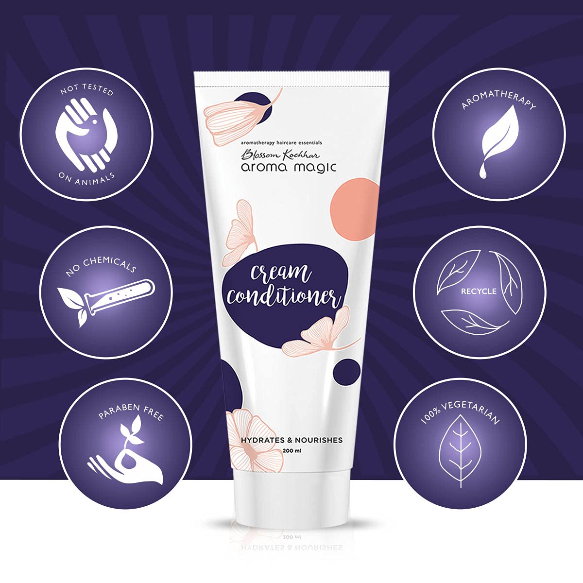 Aroma Magic Cream Conditioner for Split Ends, Dry Scalp & Dull Hair – Rosemary & Argan Oil Hair Treatment with Green Tea, Carrot Seed & Aloe Vera | Promotes Hair Growth & Adds Shine | 200ml | Perfect for Daily Hair Care & Salon-Quality Results at Home