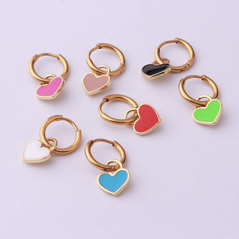 16G Surgical Steel Hoop Earrings with Enamel Dangling Design | Hypoallergenic Body Jewelry for Women | Perfect for Parties, Weddings & Everyday Wear