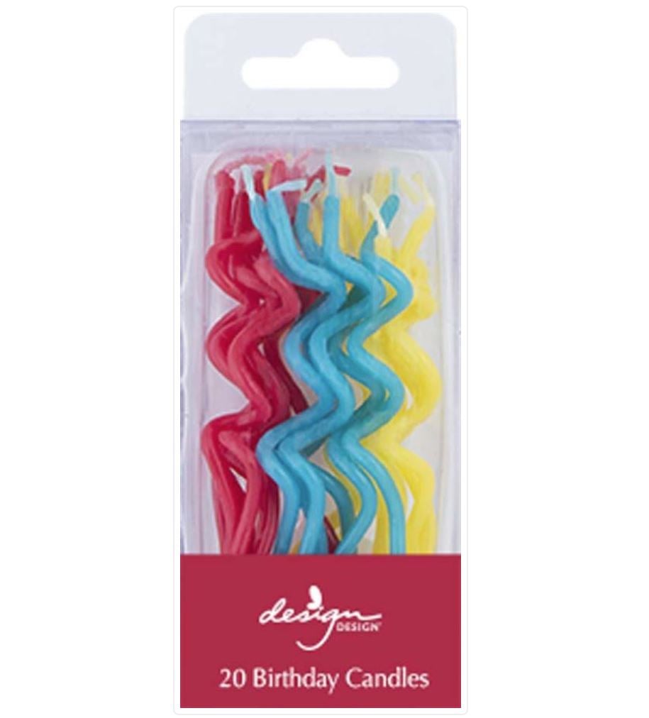 Vibrant Primary Color Curly Candles - Assorted Pack of 20 for Birthday Parties, Weddings & Home Decor