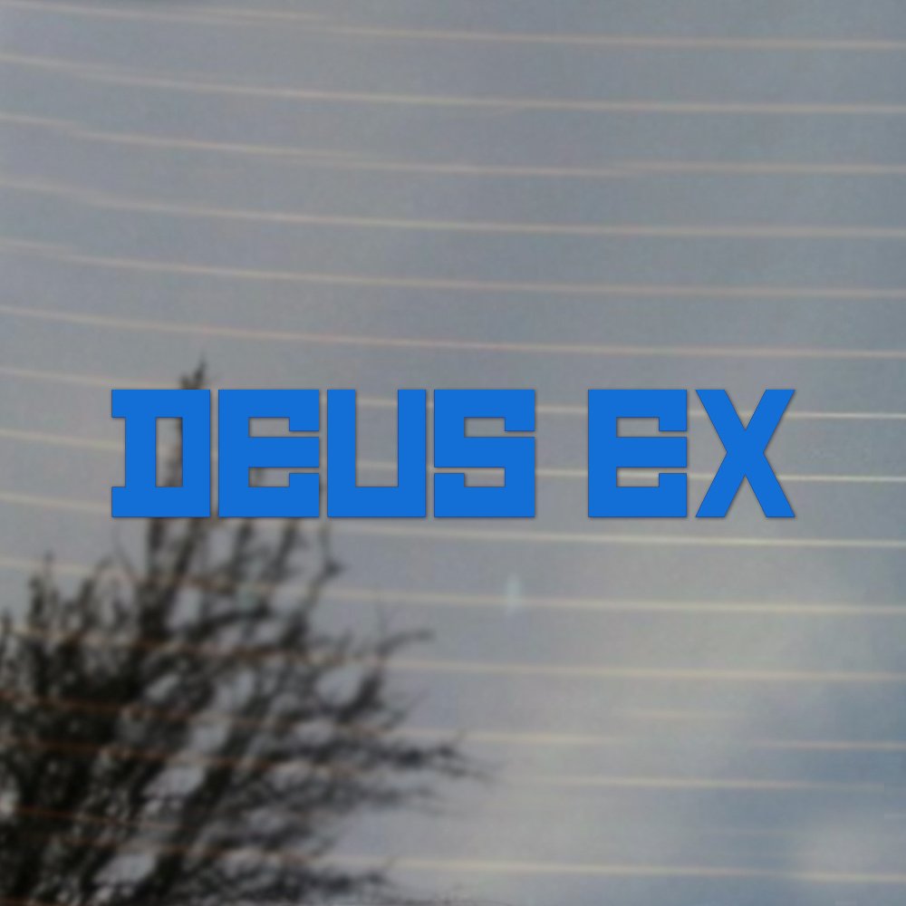 Deus Ex Vinyl Decal Sticker - Olympic Blue Color for Cosplay Costumes & Gaming Fan Gear | Perfect for Laptops, Cars, Helmets & Gaming Accessories