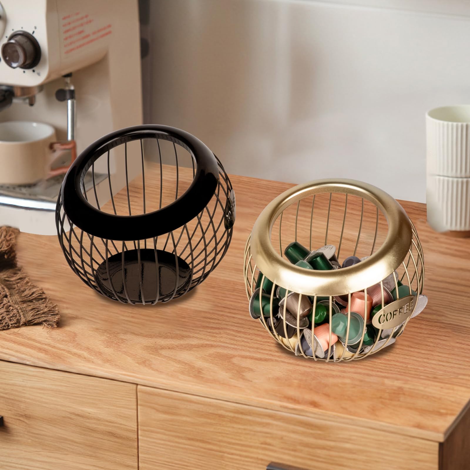 Stainless Steel Coffee Pod Holder - Durable Espresso Capsule Organizer for Keurig Nespresso Machines | Perfect for Home Office Kitchen Counter Storage (Black)