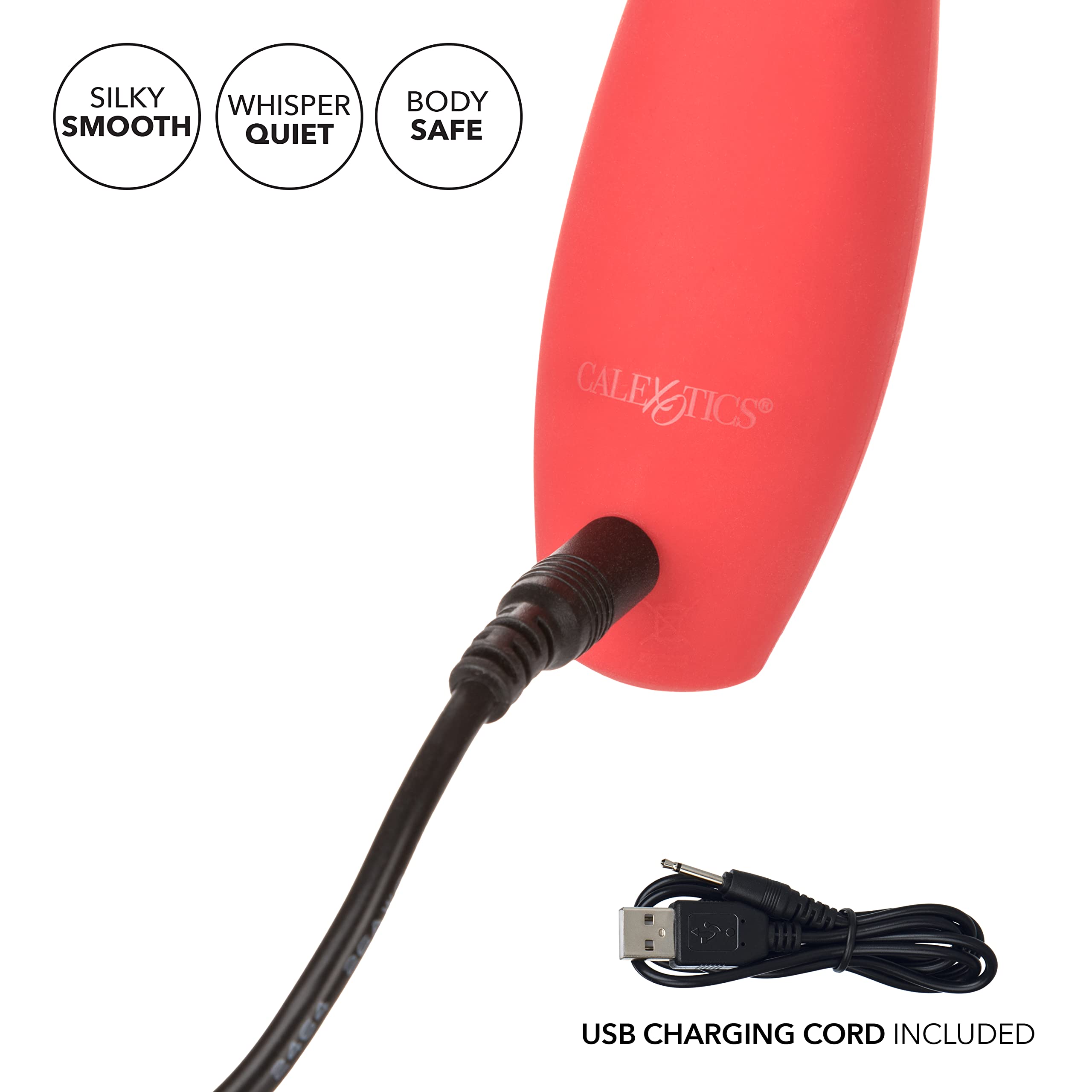 CalExotics Red Hot Spark - 10-Function Waterproof Vibrator – Rechargeable Silicone Compact Vibe – Adult Sex Massager for Couples - Red | Perfect for Solo Play & Couples Intimacy
