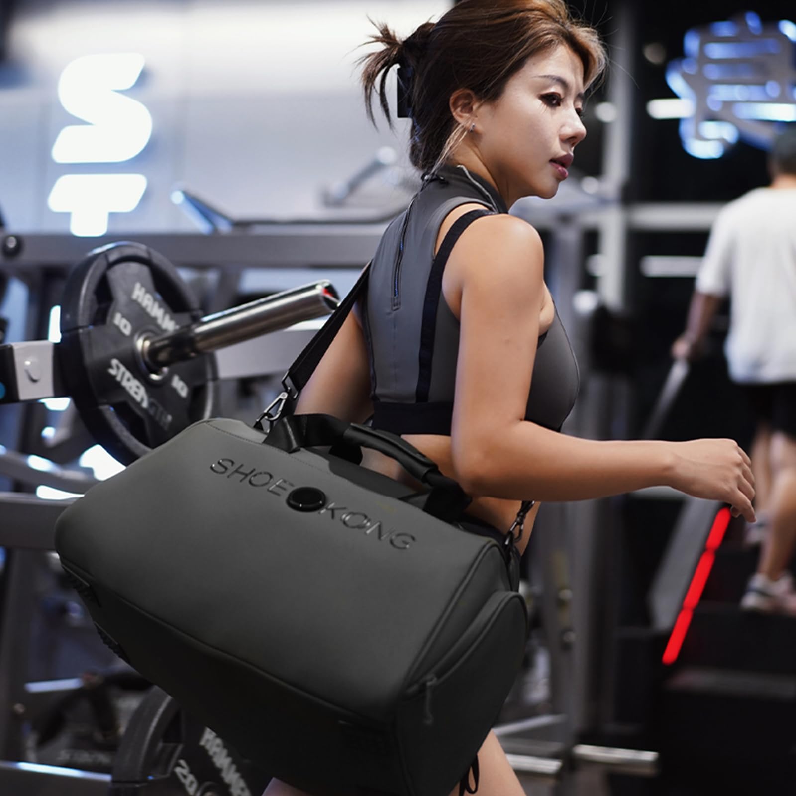 **21L Smart Sports Gym Bag for Men & Women - Waterproof Wet Pocket & Shoe Compartment - Durable Duffel Bag for Travel, Workout, Swimming & Fitness (Black) - Perfect for Gym, Yoga & Weekend Getaways**