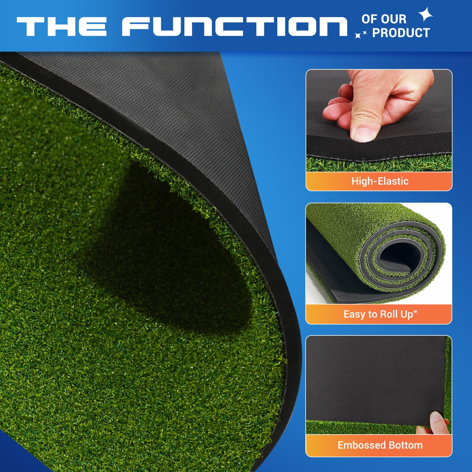 Premium 6-in-1 Golf Practice Mat - 5x4ft Thickened Turf Hitting Mat for Indoor & Outdoor Use - Perfect for Swing Training, Chipping, Driving - Ideal for Backyard, Garage, or Home Golf Setup