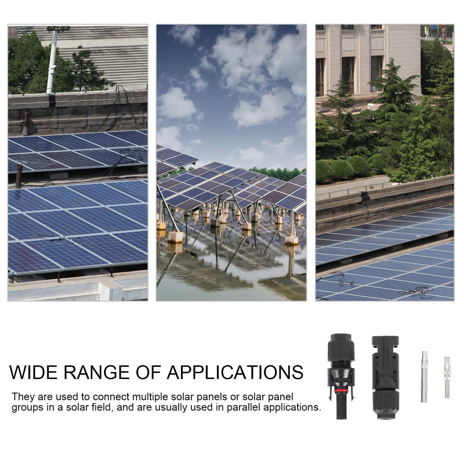 DOITOOL 1 Set Solar Panel Cable Connectors - Waterproof Male & Female Solar Wire Adapter Kit for Solar Panel Connection (Black) | Perfect for RV, Boat & Off-Grid Solar Systems