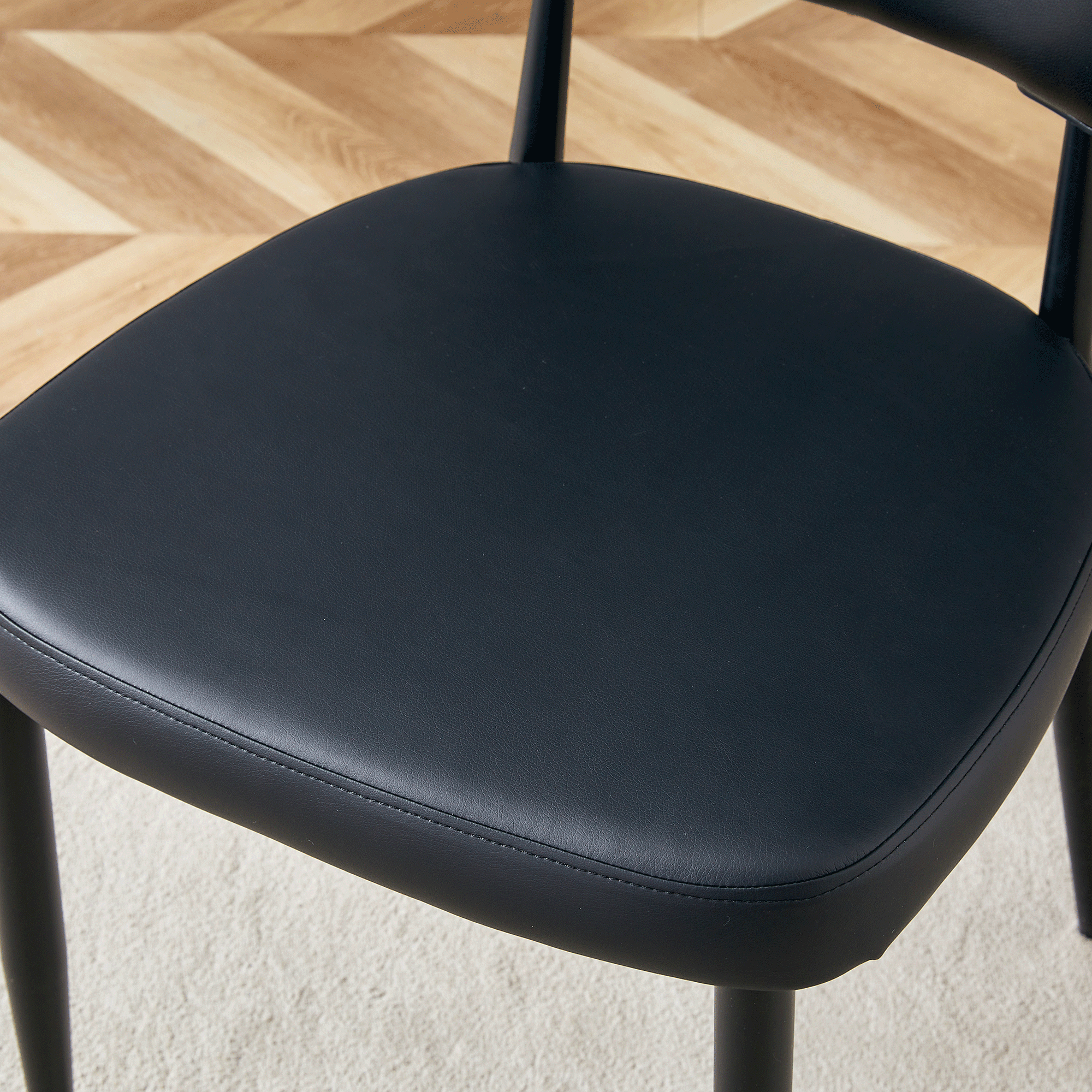 Black & White Minimalist Ergonomic Dining Chairs - Set of 4 with Curved Backrest for Comfort - Modern Home & Office Seating Solution - Perfect for Dining Rooms, Kitchens, and Small Spaces