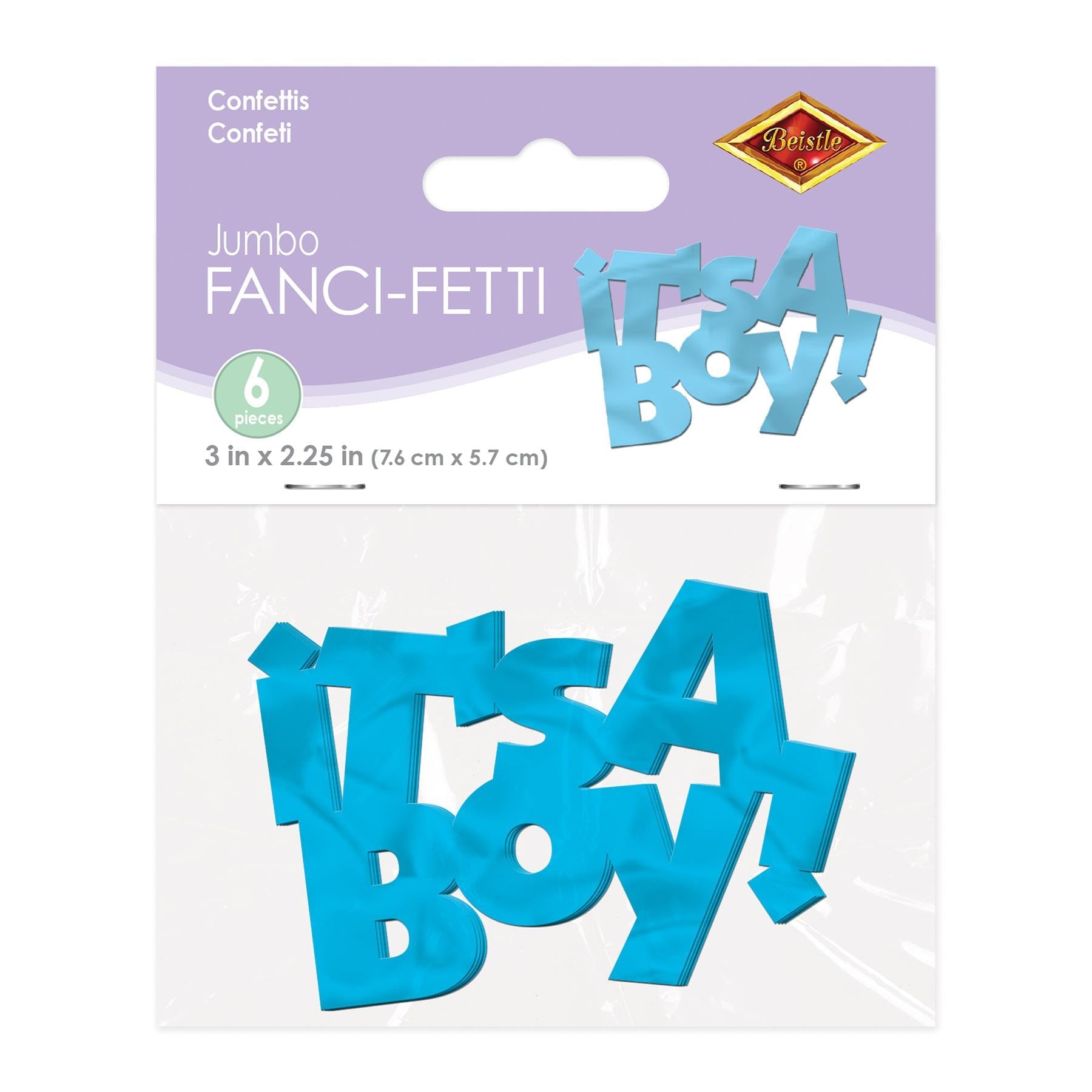 12 Pack Beistle Jumbo It's A Boy Confetti - Blue Baby Shower Decorations for Gender Reveal Party, Nursery Decor & Newborn Celebration