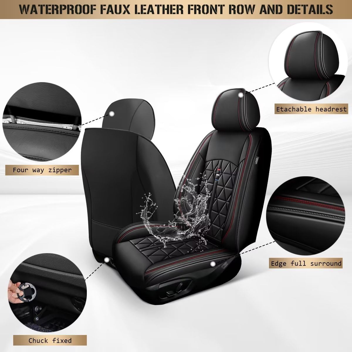 Premium Leather Seat Covers for Ford EcoSport 2018-2025 - Waterproof 5-Piece Full Set (Black) | Durable Car Interior Protection for Daily Commute & Road Trips