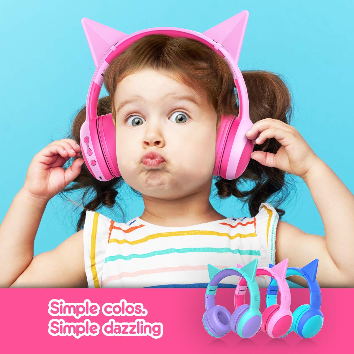 Gorsun Kids Bluetooth Headphones Wireless Over-Ear Headset with Microphone - Bluetooth 5.3, 85dB Volume Limited, 40H Playtime for Toddlers & Children (Pink) - Perfect for School, Travel & Online Learning