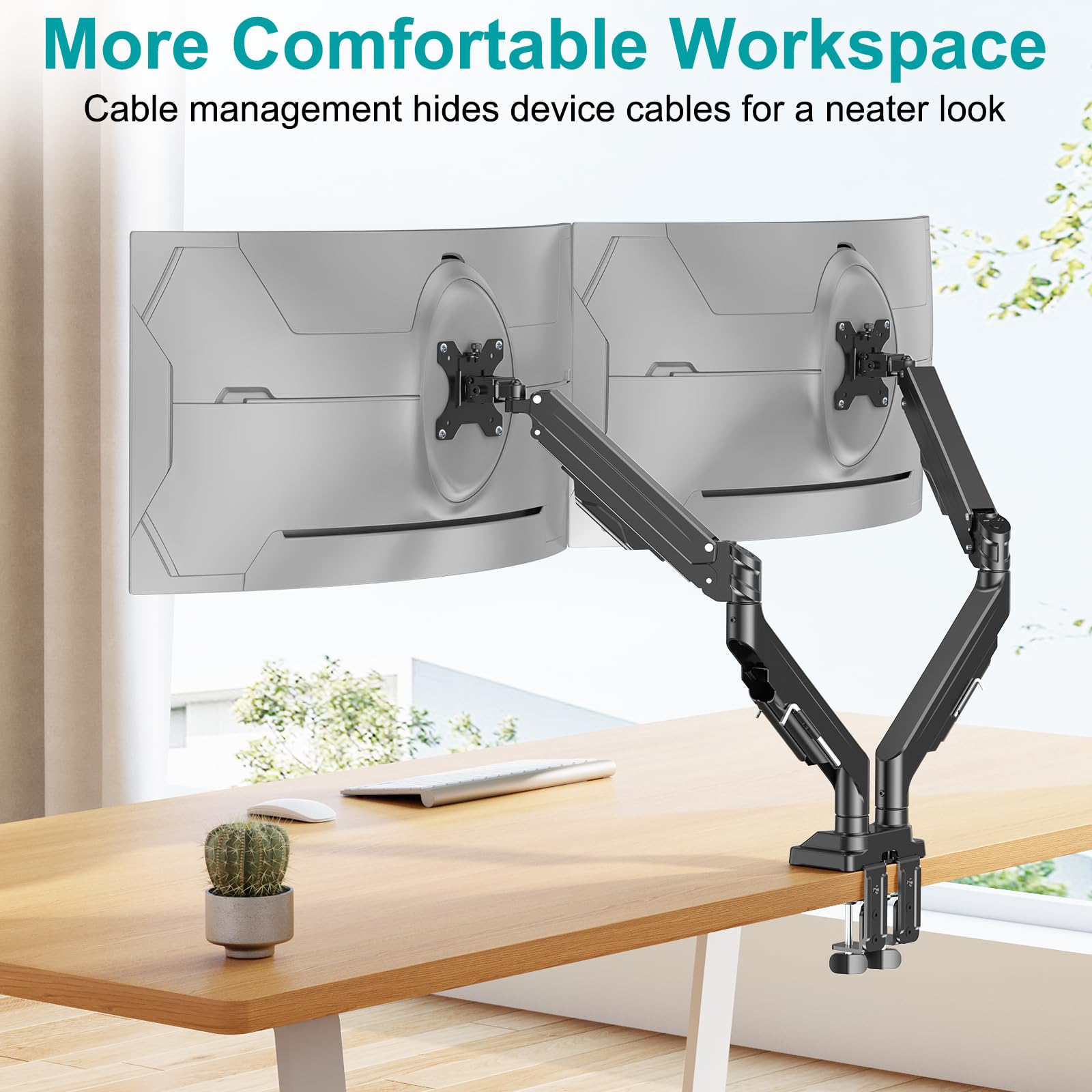 MOUNT PRO Dual Monitor Stand for 2 Screens up to 43 Inch - Heavy Duty Ultrawide Double Monitor Arm with 33lbs Capacity Each - Premium Adjustable VESA Desk Mount for Computer Monitors - Perfect for Home Office, Gaming Setup & Workstation Ergonomics