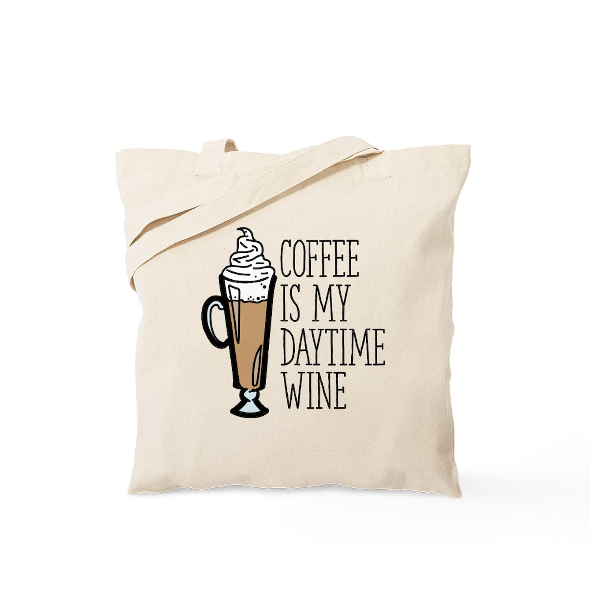 CafePress Coffee Daytime Wine Tote Bag - Natural Canvas Reusable Shopping Bag for Groceries, Beach & Picnic