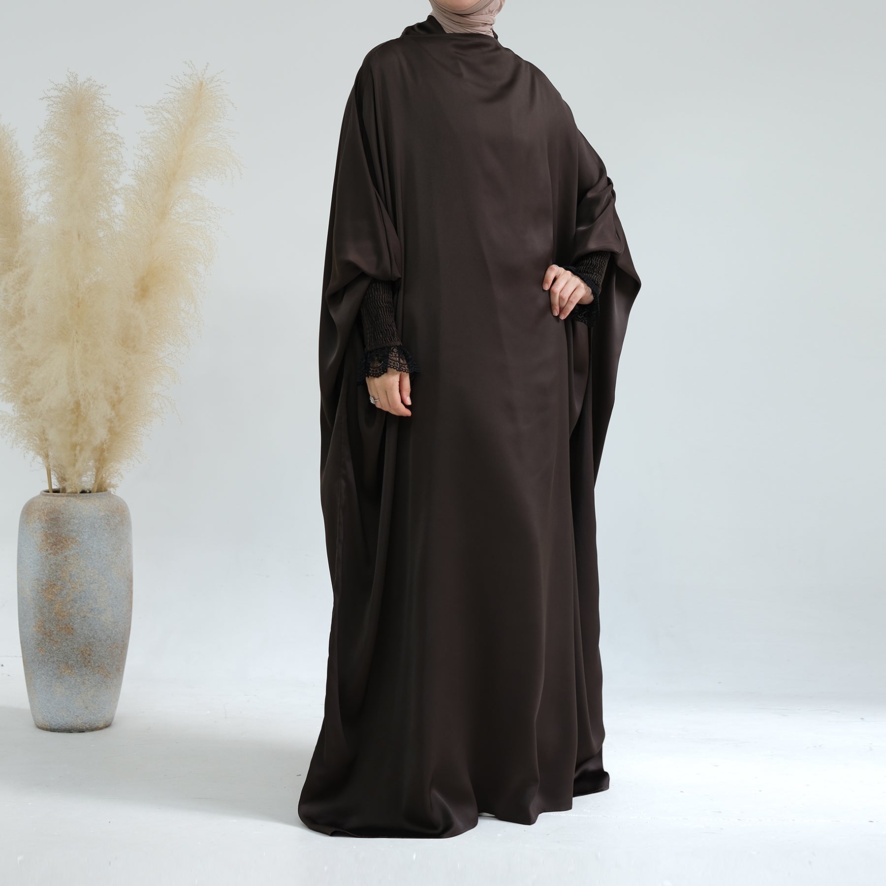 Marwa Satin Jilbab Scarf - Premium Coffee Color Hijab for Women - Perfect for Prayer, Daily Wear & Special Occasions